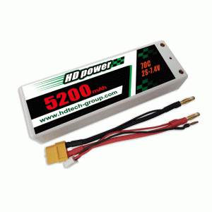 HD 5200mAh 70C 2S 7.4V Batterie LiPO pour étui rigide