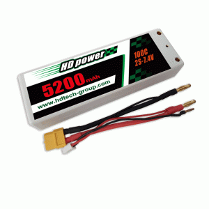 Batterie LiPO HD POWER 5200mAh 100C 2S 7.4V