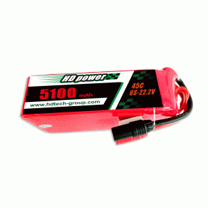 HD Power 5100mah 45c 6S 22.2v Lithium Battery